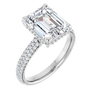 Rings 14K White 10x8 mm Emerald Engagement Ring Mounting