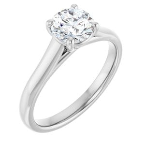 Rings 14K White 7.4 mm Round Solitaire Engagement Ring Mounting
