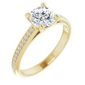 Rings 14K Yellow 6.5 mm Round Engagement Ring Mounting
