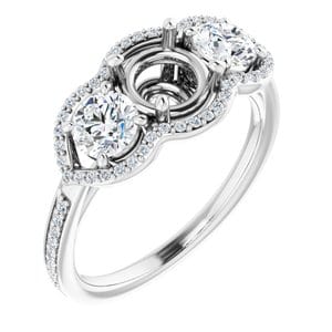 Rings 14K White 6 mm Round 1 CTW Natural Diamond Semi-Set Engagement Ring