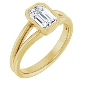 Rings 14K Yellow 7x5 mm Emerald Engagement Ring Mounting