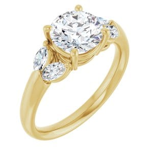 Rings 14K Yellow 7.4 mm Round Engagement Ring Mounting