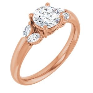 Rings 14K Rose 6 mm Round Engagement Ring Mounting
