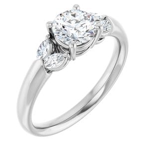 Rings 14K White 6 mm Round Engagement Ring Mounting