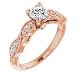 Rings 14K Rose 5.2 mm Round Infinity-Inspired Engagement Ring Mounting