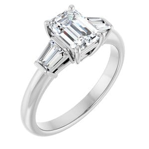 Rings 14K White 7x5 mm Emerald Engagement Ring Mounting