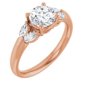Rings 14K Rose 6.5 mm Round Engagement Ring Mounting