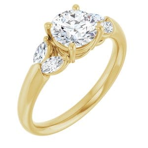 Rings 14K Yellow 6.5 mm Round Engagement Ring Mounting