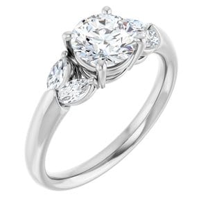 Rings Platinum 6.5 mm Round Engagement Ring Mounting