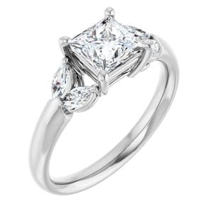 Rings 14K White 5.5 mm Square Engagement Ring Mounting