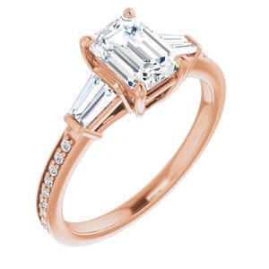 Rings 14K Rose  7x5 mm Emerald Engagement Ring Mounting