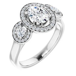 Rings 14K White  7x5 mm Oval Engagement Ring Mounting