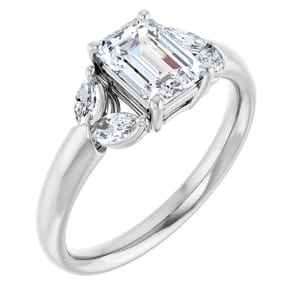 Rings 14K White 7x5 mm Emerald Engagement Ring Mounting