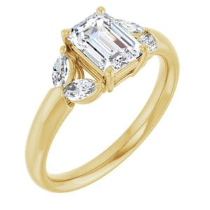Rings 14K Yellow 7x5 mm Emerald Engagement Ring Mounting