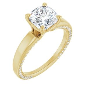 Rings 14K Yellow 7x7 mm Cushion Engagement Ring Mounting