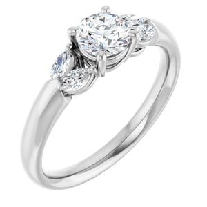 Rings 14K White 5.2 mm Round Engagement Ring Mounting