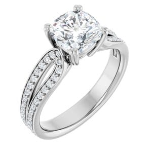Rings 14K White 7 mm Cushion Engagement Ring Mounting
