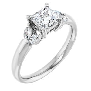 Rings 14K White 5 mm Square Engagement Ring Mounting