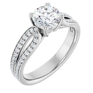 Rings 14K White 6.5 mm Round Engagement Ring Mounting