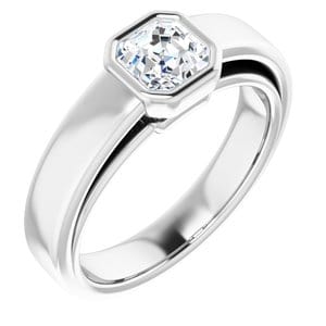 Rings 14K White  5 mm Asscher Solitaire Engagement Ring Mounting