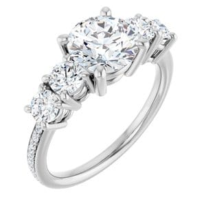 Rings 14K White 7.4 mm Round Engagement Ring Mounting