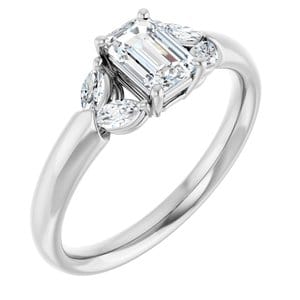 Rings 14K White 6x4 mm Emerald Engagement Ring Mounting