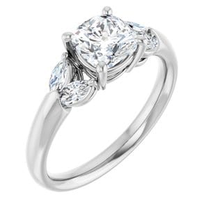 Rings 14K White 6 mm Cushion Engagement Ring Mounting