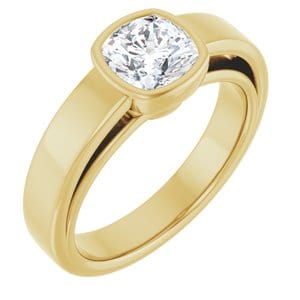 Rings 14K Yellow  6 mm Cushion Solitaire Engagement Ring Mounting