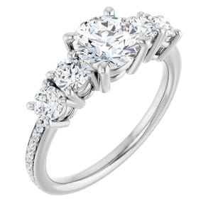 Rings 14K White 6.5 mm Round Engagement Ring Mounting