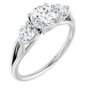 Rings 14K White  6.5 mm Round Engagement Ring Mounting