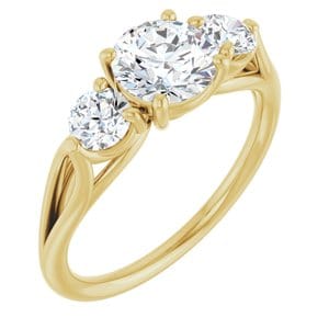 Rings 14K Yellow  6.5 mm Round Engagement Ring Mounting
