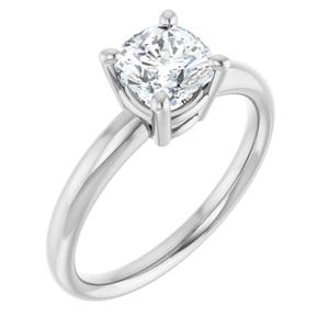 Rings 14K White 6 mm Cushion Engagement Ring Mounting