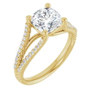Rings 14K Yellow  7 mm Cushion Engagement Ring Mounting