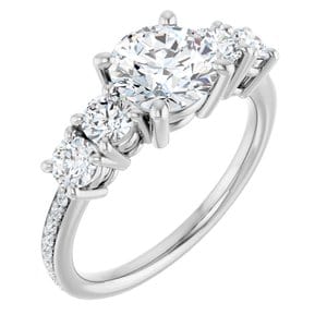 Rings 14K White 7 mm Round Engagement Ring Mounting