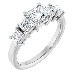 Rings 10K White  5 mm Square Engagement Ring Mounting