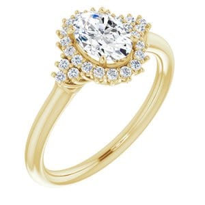 Rings 14K Yellow 7x5 mm Oval Halo-Style Engagement Ring Mounting
