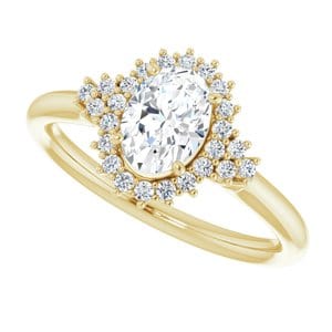 Rings 14K Yellow 7x5 mm Oval Halo-Style Engagement Ring Mounting