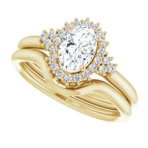 Rings 14K Yellow 7x5 mm Oval Halo-Style Engagement Ring Mounting