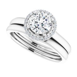 Rings 14K White 6 mm Round .08 CTW Natural Diamond Semi-Set Engagement Ring