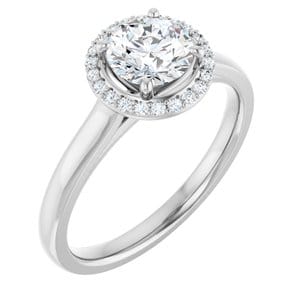 Rings 14K White 6 mm Round .08 CTW Natural Diamond Semi-Set Engagement Ring