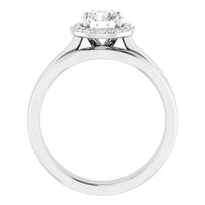 Rings 14K White 6 mm Round .08 CTW Natural Diamond Semi-Set Engagement Ring