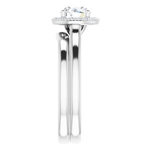 Rings 14K White 6 mm Round .08 CTW Natural Diamond Semi-Set Engagement Ring