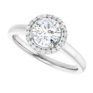 Rings 14K White 6 mm Round .08 CTW Natural Diamond Semi-Set Engagement Ring