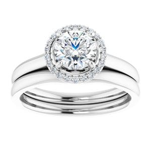 Rings 14K White 6 mm Round .08 CTW Natural Diamond Semi-Set Engagement Ring