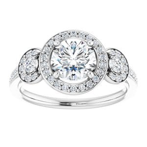 Rings 14K White 6.5 mm Round 1/3 CTW Natural Diamond Semi-Set Engagement Ring