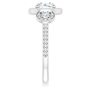 Rings 14K White 6.5 mm Round 1/3 CTW Natural Diamond Semi-Set Engagement Ring