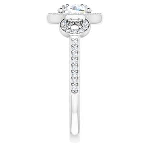 Rings 14K White 6.5 mm Round 1/3 CTW Natural Diamond Semi-Set Engagement Ring