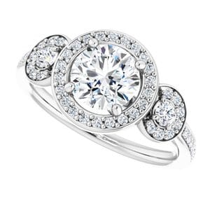 Rings 14K White 6.5 mm Round 1/3 CTW Natural Diamond Semi-Set Engagement Ring