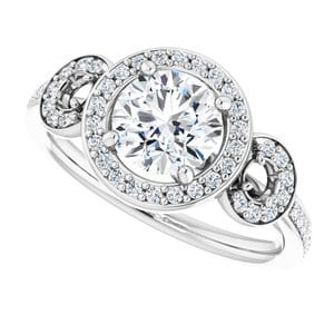 Rings 14K White 6.5 mm Round 1/3 CTW Natural Diamond Semi-Set Engagement Ring