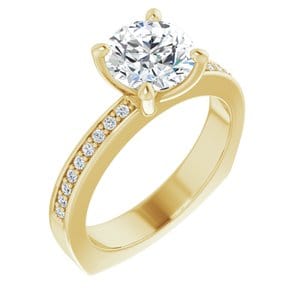 Rings 14K Yellow 7.4 mm Round Engagement Ring Mounting